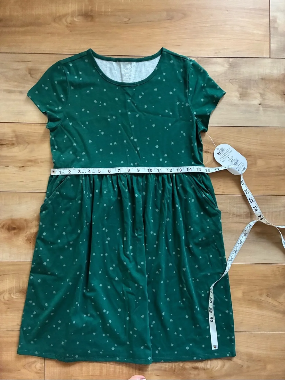 wonder nation Green Star Print Short Sleeve Pocket Dress